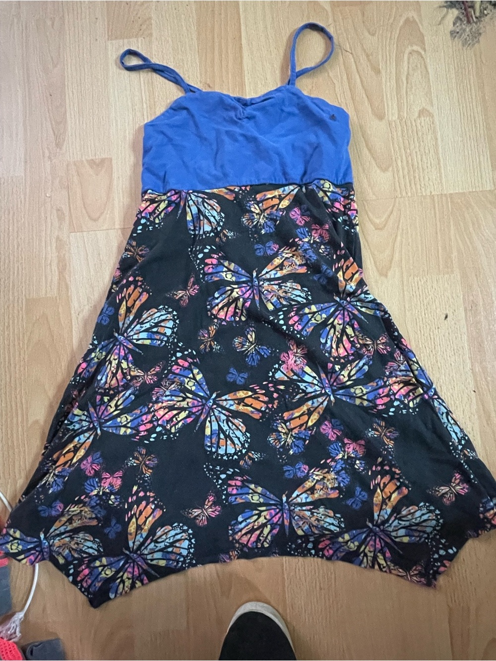 George Blue Top Black Butterfly-Print Sundress